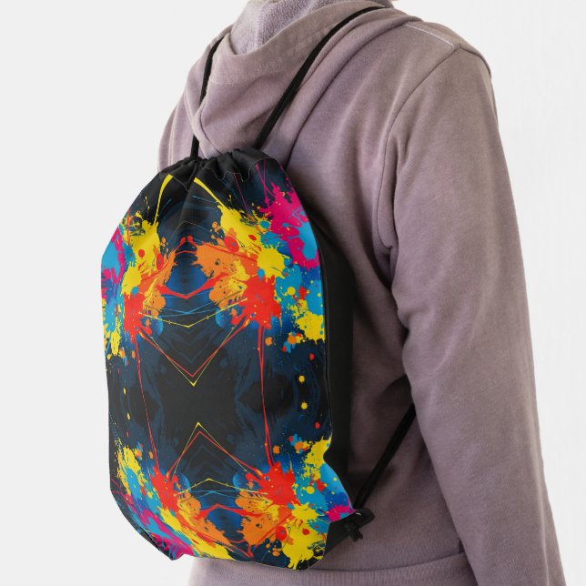 Splatter Pattern Drawstring Backpack (Insitu)