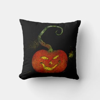 Splatter Pumpkin Throw Pillow by BamalamArt at Zazzle