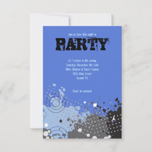 SPLATTERED Bar Bat Mitzvah Invitation (Front)