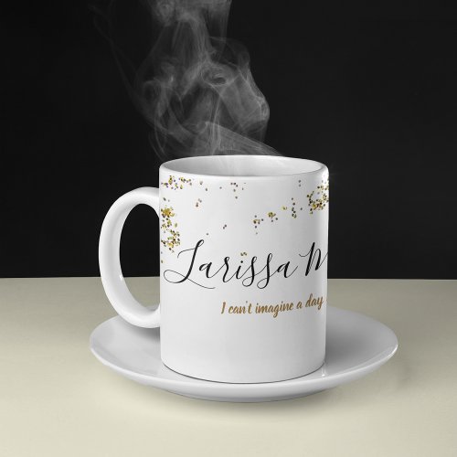 splattered glitter  handwritten name elegant coffee mug