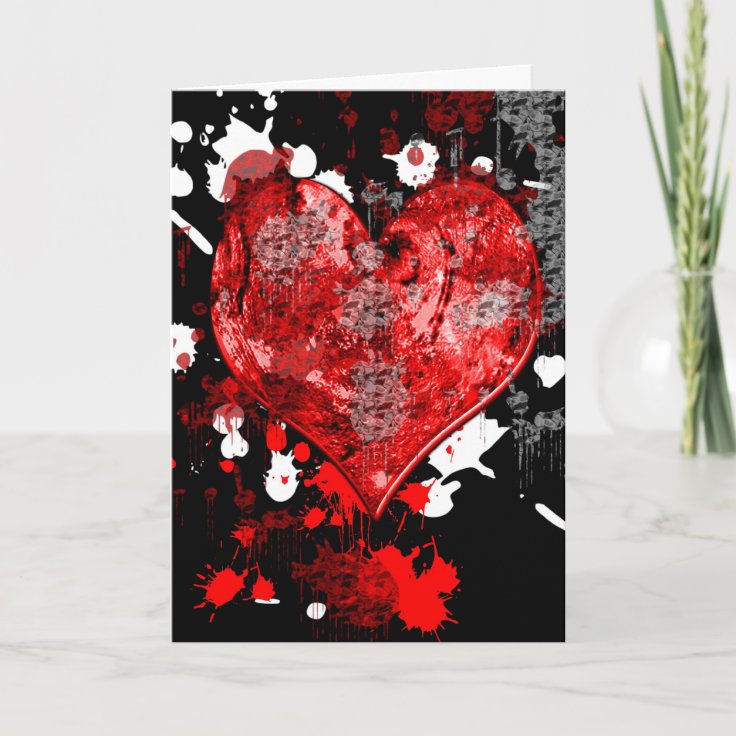 Splattered Heart Gothic Valentine's Day Card Zazzle