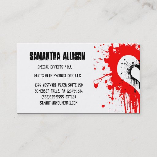 Customizable Splattered Hearts Modern Goth Business Card