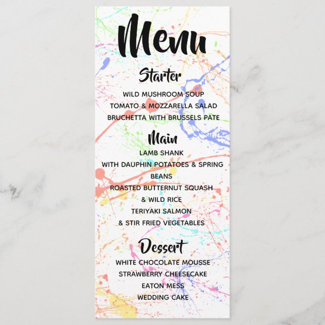 Splattered Menu (Front)