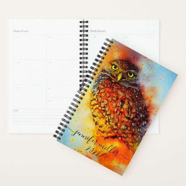Splattered owl personalized planner (Display)