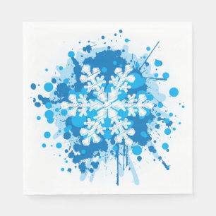 Splattered Paint Christmas Snowflake Design Napkins