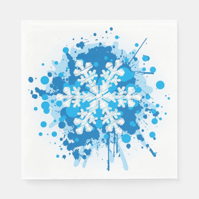 Splattered Paint Christmas Snowflake Design Napkins (Front)