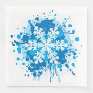 Splattered Paint Christmas Snowflake Design Paper Dinner Napkins