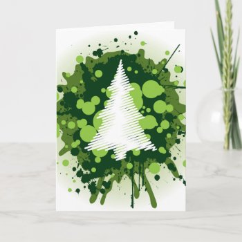 Splattered Paint Christmas Tree Design Holiday Card by GroovyFinds at Zazzle