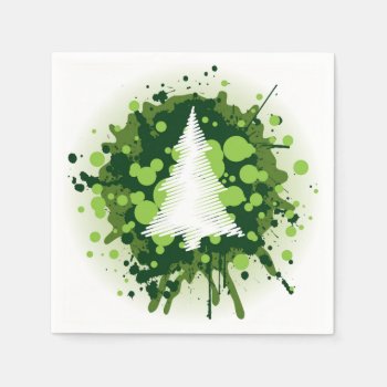 Splattered Paint Christmas Tree Design Paper Napkins by GroovyFinds at Zazzle