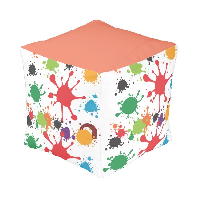 Splattered Paint Design Pouf (Angled Front)