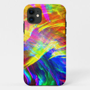 Splattered Rainbow Abstract Art Vibrant Colorful iPhone 11 Case