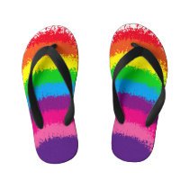 Splattered Rainbow Colors Design Kid's Flip Flops Splattered Rainbow Colors Design Kid's Flip Flops