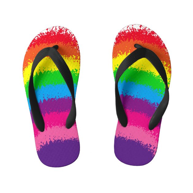 rainbow of paws flip flops