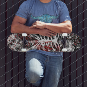 Splattered Ribcage Horror Grunge Skateboard