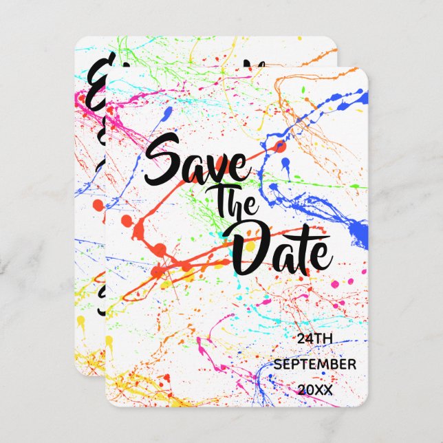 Splattered Wedding Save The Date Invitation (Front/Back)