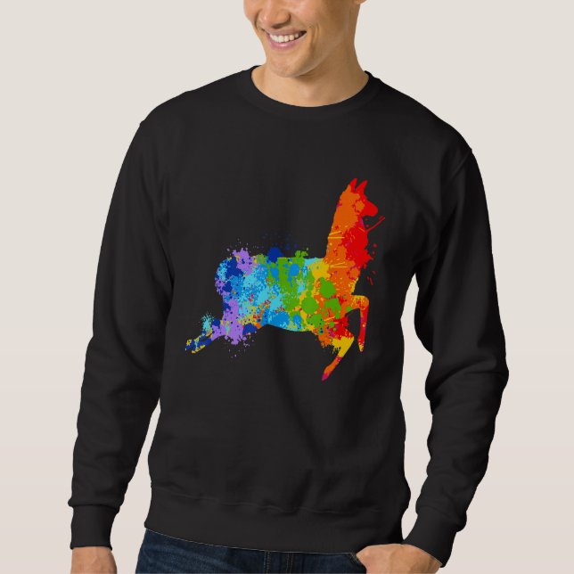 Splattering Paint Llama Drip Painting Llama Sweatshirt (Front)
