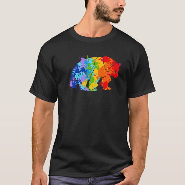 Splattering Paint Panda Drip Painting Panda  T-Shirt (Front)