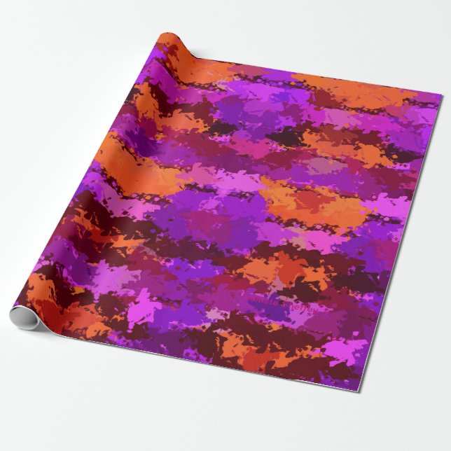 Splatters of Purple and Orange  Wrapping Paper (Unrolled)