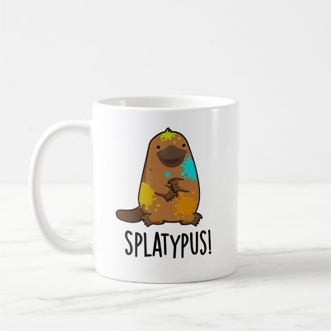 Splatypus Funny Animal Platypus Pun  Coffee Mug (Left)