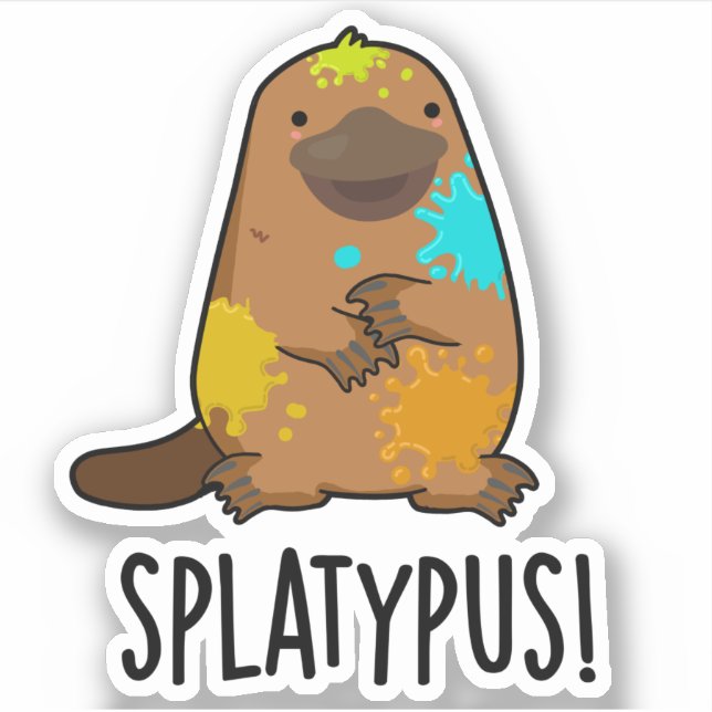 Splatypus Funny Animal Platypus Pun  Sticker (Front)