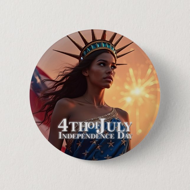 Splendid 4th of July Design - Fireworks & Freedom Button (Front)