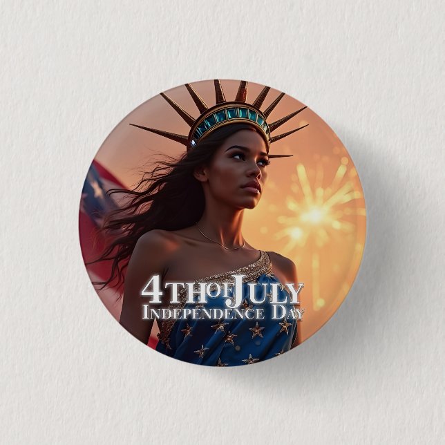 Splendid 4th of July Design - Fireworks & Freedom Button (Front)