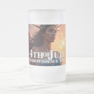 Splendid 4th of July Design - Fireworks & Freedom Frosted Glass Beer Mug