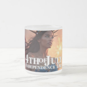 Splendid 4th of July Design - Fireworks & Freedom Frosted Glass Coffee Mug