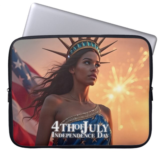 Splendid 4th of July Design - Fireworks & Freedom Laptop Sleeve (Front)
