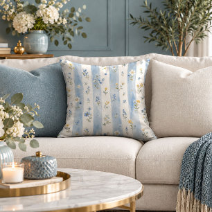 Splendid Blue Wildflowers Decorative Throw Pillow
