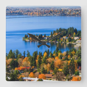 Splendid colors of fall at Bellevue Square Wall Clock