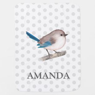 Splendid Fairy Wren Bird on Branch Baby Blanket