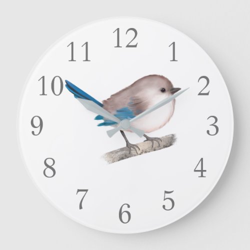 Splendid Fairy Wren Bird on Branch Large Clock