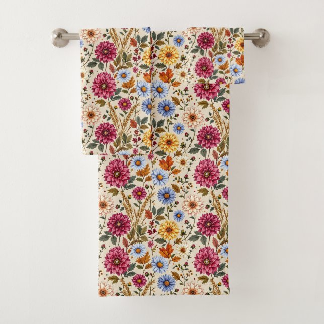 Splendid Fall Flowers Bath Towel Set (Insitu)