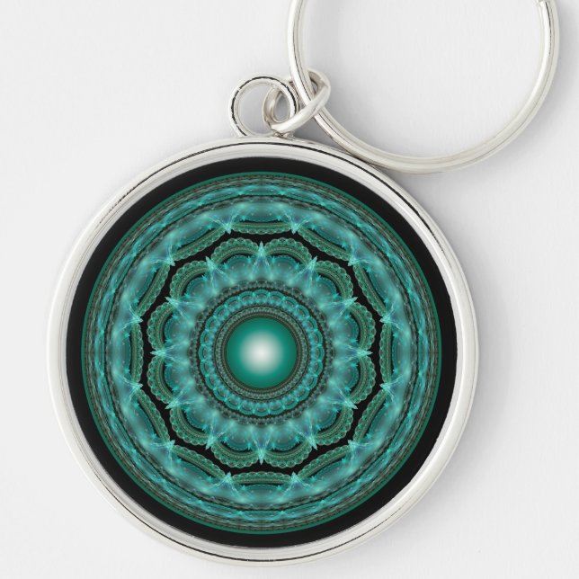 Splendid fractal glossy mandala keychain (Front)