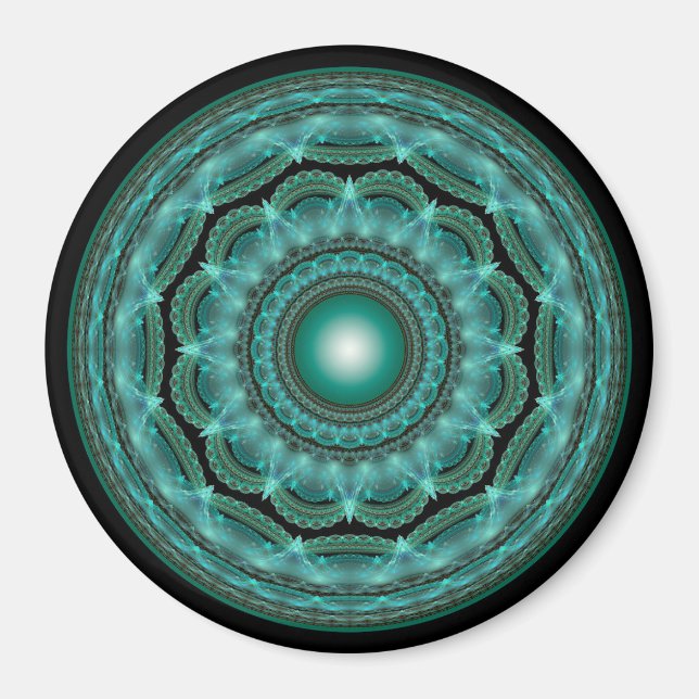 Splendid fractal glossy mandala magnet (Front)