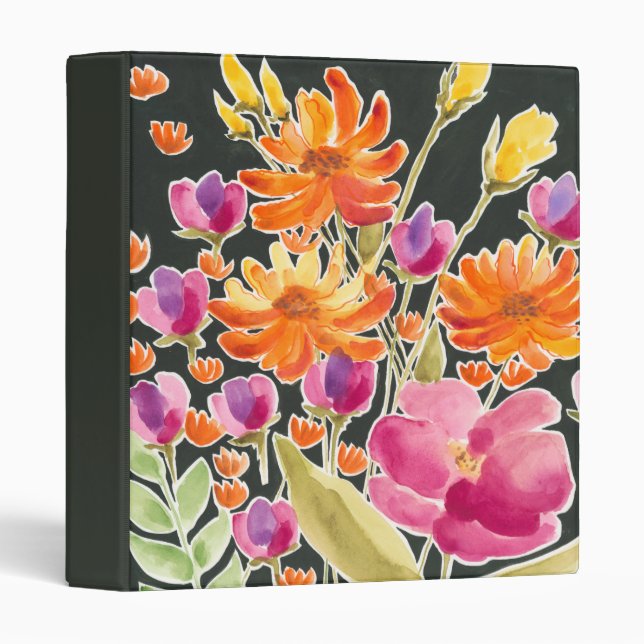 Splendid Gathering - Pink and Orange Flowers 3 Ring Binder (Front/Spine)