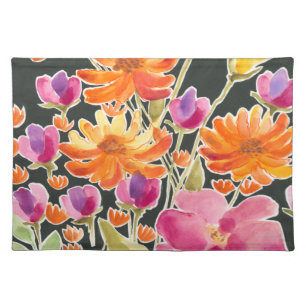 Splendid Gathering - Pink and Orange Flowers Cloth Placemat