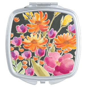 Splendid Gathering - Pink and Orange Flowers Compact Mirror