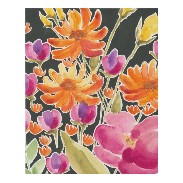 Splendid Gathering - Pink and Orange Flowers Faux Canvas Print (Front)
