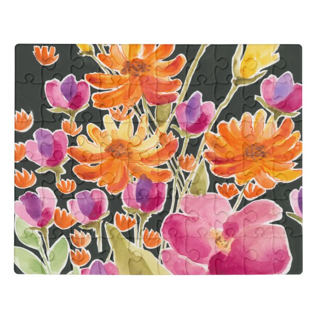 Splendid Gathering - Pink and Orange Flowers Jigsaw Puzzle (Puzzle Horizontal)