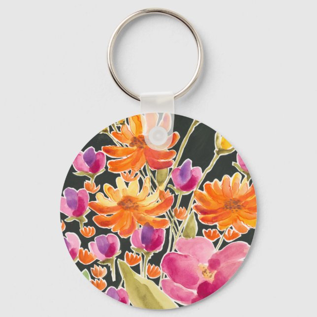 Splendid Gathering - Pink and Orange Flowers Keychain (Front)