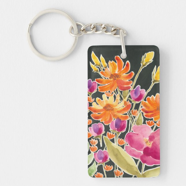 Splendid Gathering - Pink and Orange Flowers Keychain (Front)