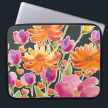 Splendid Gathering - Pink and Orange Flowers Laptop Sleeve<br><div class="desc">Splendid Gathering II by Regina Moore. Features watercolor-like flowers in a variety of colors,  primarily orange and pink.</div>