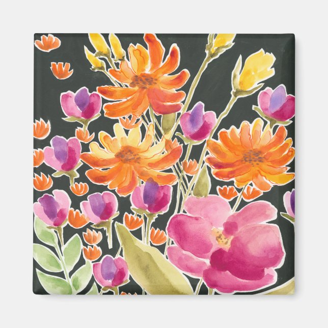 Splendid Gathering - Pink and Orange Flowers Magnet (Front)