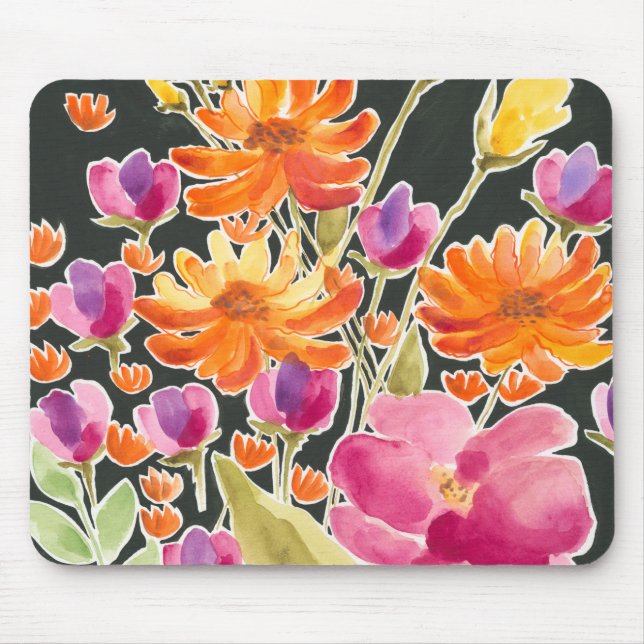 Splendid Gathering - Pink and Orange Flowers Mouse Pad (Front)