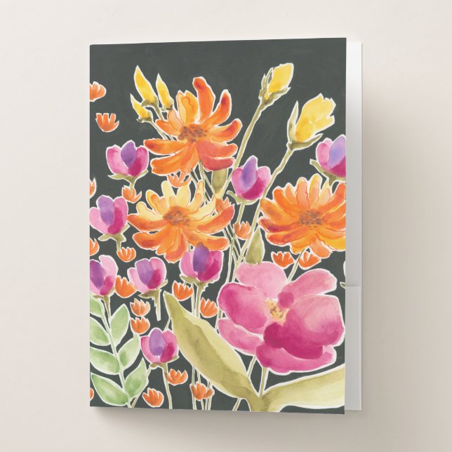 Splendid Gathering - Pink and Orange Flowers Pocket Folder (Front)