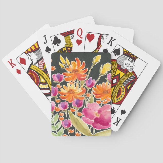 Splendid Gathering - Pink and Orange Flowers Poker Cards (Back)