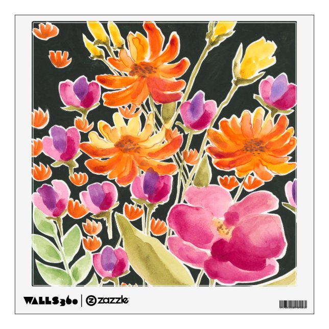 Splendid Gathering - Pink and Orange Flowers Wall Decal (Front)