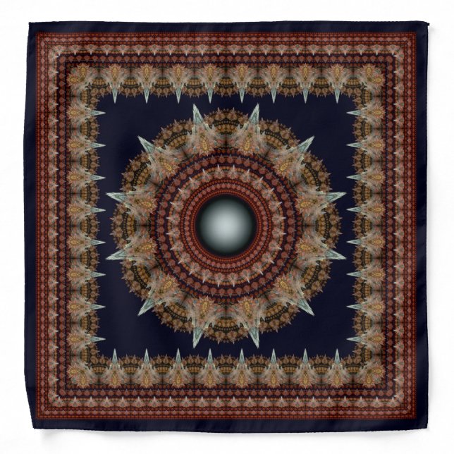 Splendid kaleidoscopic fractal framed ornament bandana (Front)